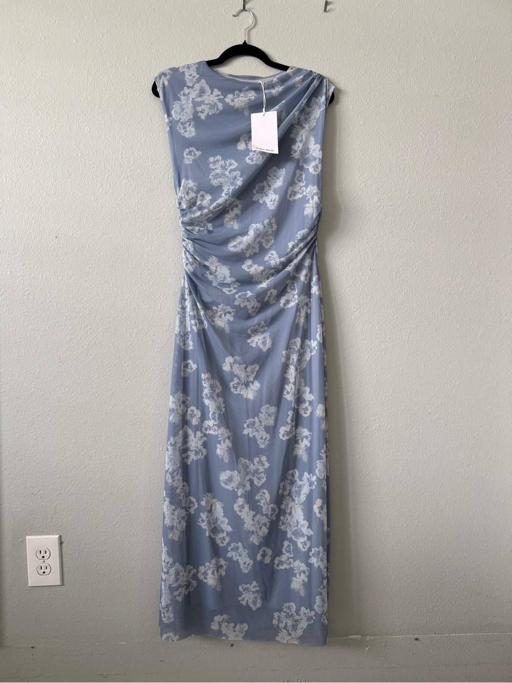 & Other Stories Light Blue Floral Maxi Dress with White Print